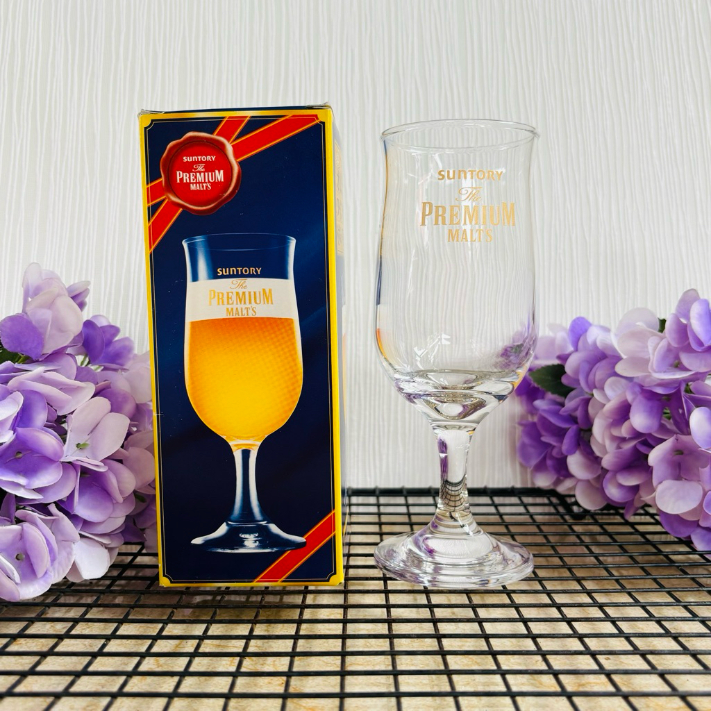 แก้วเบียร์มีฐาน ขนาดเล็ก SUNTORY The PREMIUM MALT’S BEER GLASS ขนาด 265ml มือสอง จากญี่ปุ่น