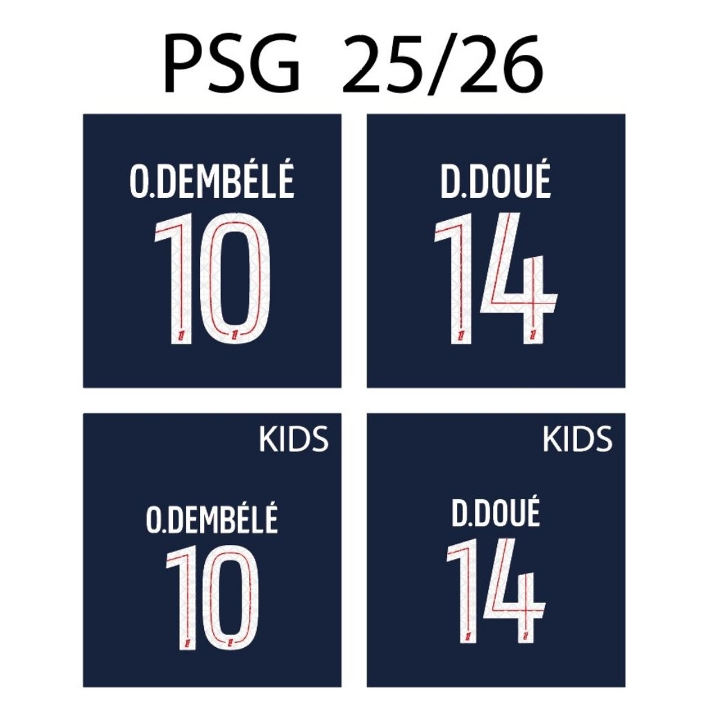 PSG 25-26 เฟล็กซ์รีดเสื้อ เบอร์รีดเสื้อ ชื่อพร้อมเบอร์ PARIS SAINT GERMAN