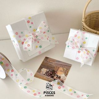 ริบบิ้นผ้าโปร่ง Festive Pastel Dot Ribbon หน้ากว้างขนาด 2.5 …
