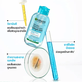 GARNIER - Skin Naturals Micellar Cleansing Water Salicylic BHA (125 ml.) คลีนซิ่ง