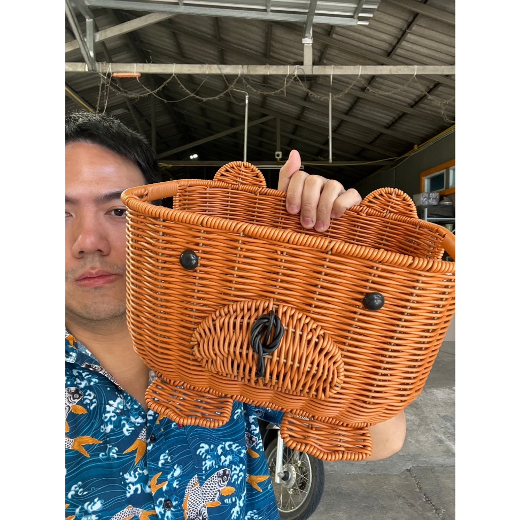 ตะกร้าเก็บของลายหมี ชามผลไม้ ตะกร้าขนม ขนาด28x23x18cm