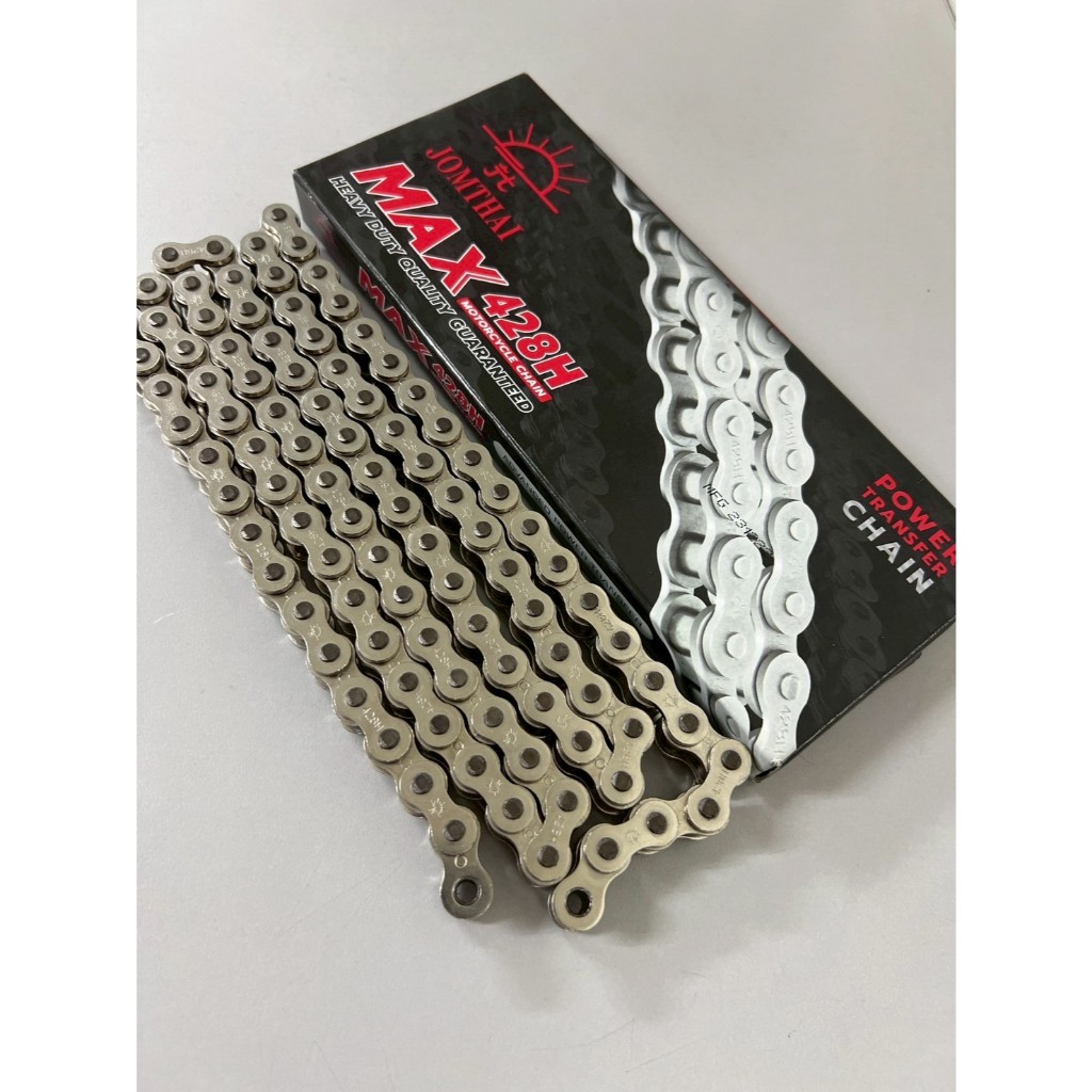 โซ่ JOMTHAI ตราพระอาทิตย์โซ่ 428H ข้อหนา 104/106/108/120/124/132/136/140 ข้อ แถมข้อต่อแบบ กิ๊ปล็อค