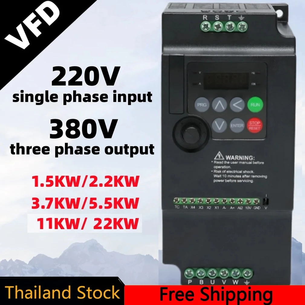 【Ready Stock】220V TO 380V Economical VFD Variable Frequency Drive Converter Inverter ตัวแปลงไดรฟ์ตัวแปรความ 5.5kw - 22kw