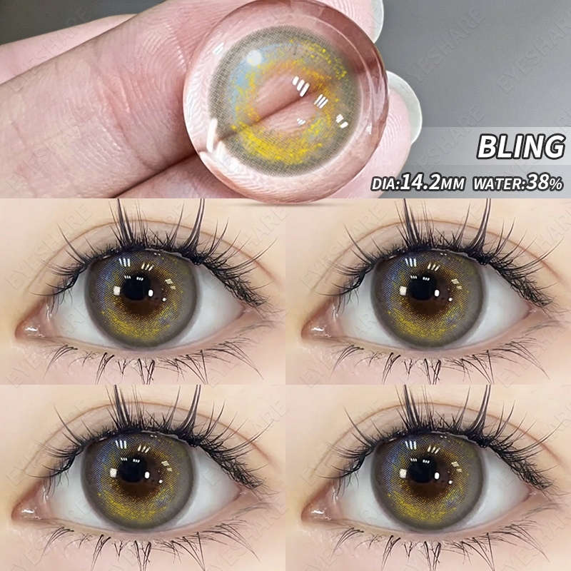 {COD} - คอนแทคเลนส์ Eyeshare Bling สีฟ้า/เขียว เลนส์ฟลูออเรสเซนต์ขนาดใหญ่ 14.2 มม. ใช้ได้ 1 ปี จัดส่งฟรี เลนส์แฟชั่น