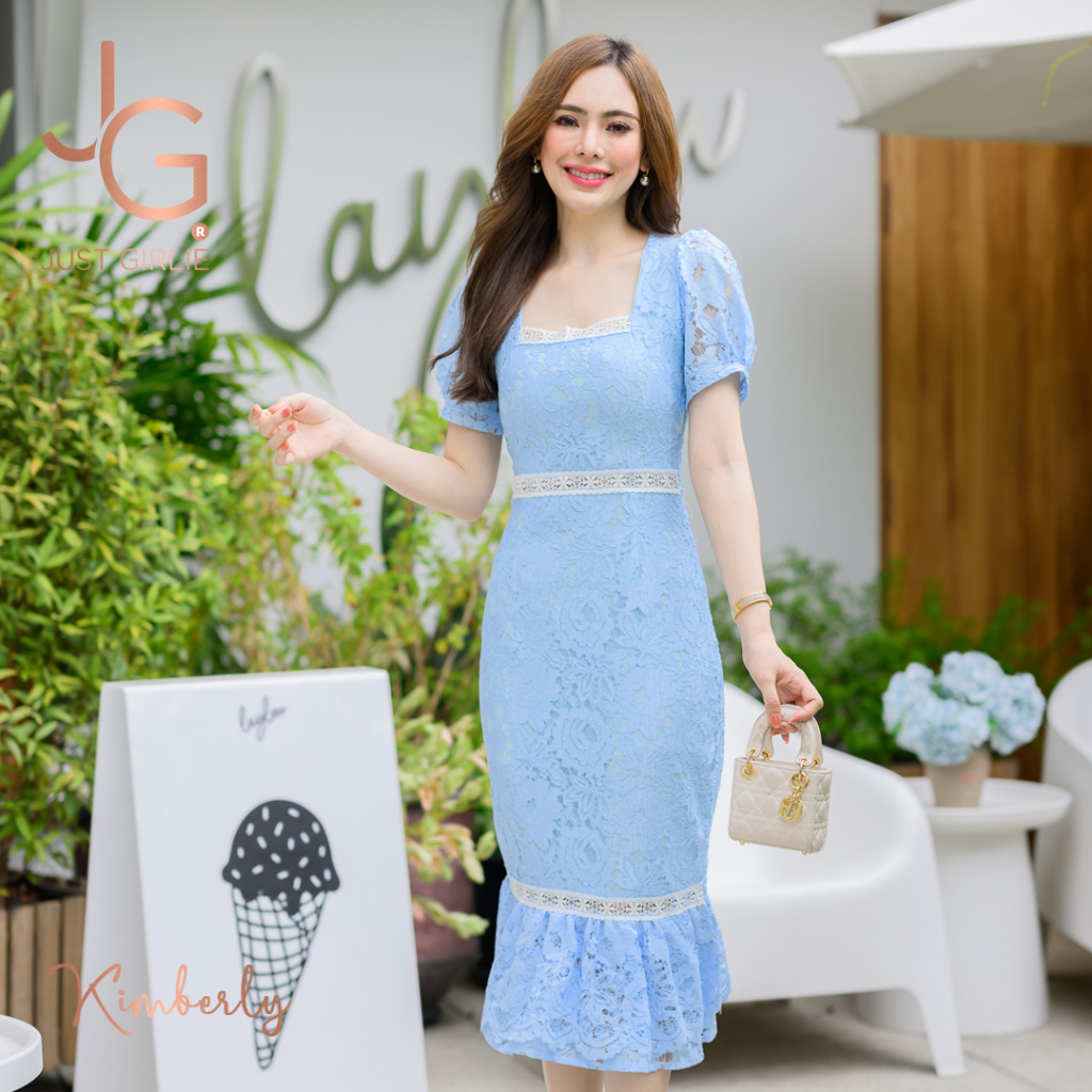 ❤️Dress Kimbery295฿❤️ชุดเดรสยาว ผ้างานลูกไม้ ทรงกระโปรงหางปลา ใส่ออกงานบุญ งานบวช งานแต่ง ถูกสวยเริ่