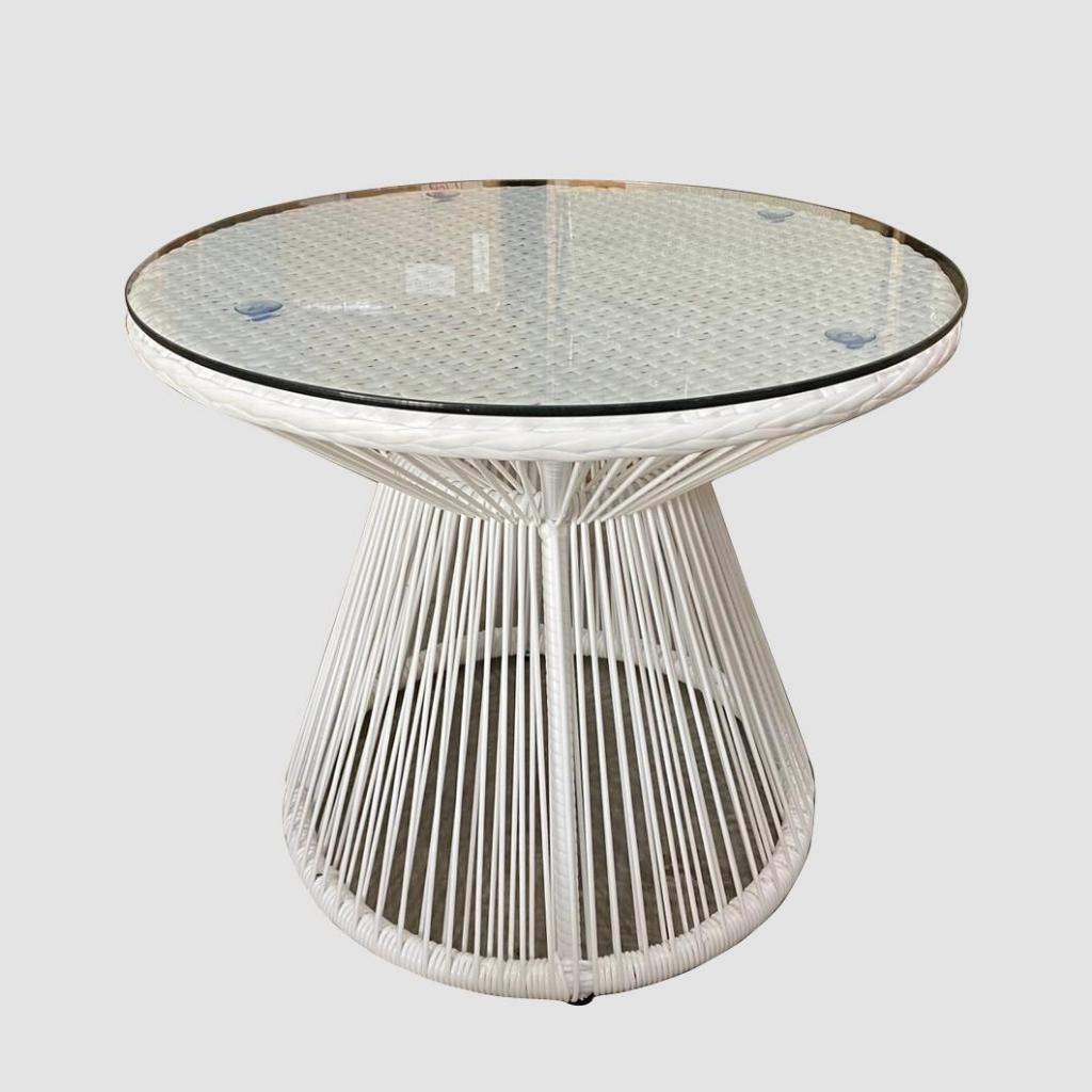 yfactory : โต๊ะหวายเทียมท็อปกระจก โต๊ะกลาง โต๊ะตกแต่งสวน Outdoor