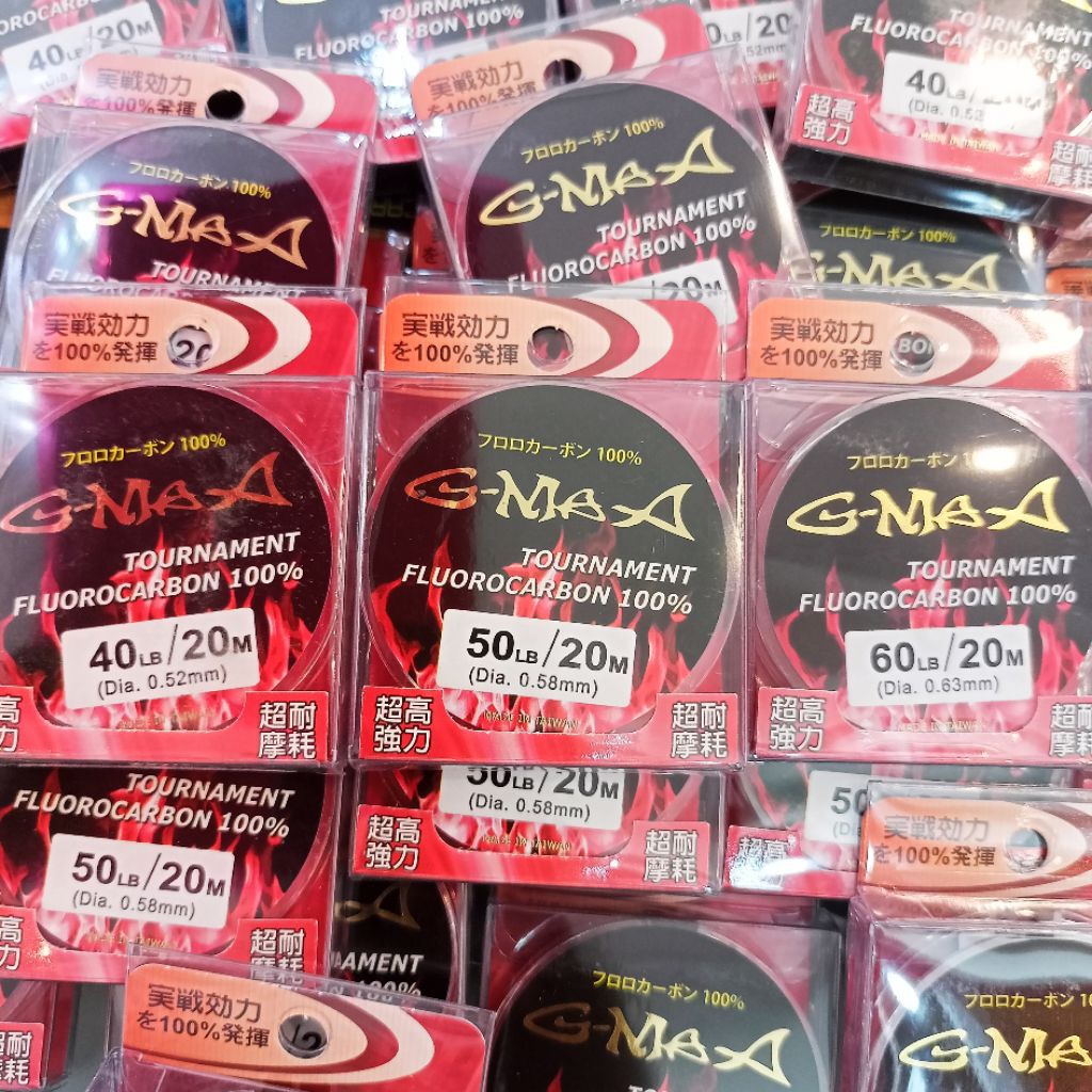 สายเอ็น ฟูโรคาร์บอน G-max tournament. Fluorocarbon100% ขนาด 25-35-40-50-60ปอนด์ ยาว20เมตร เนื้อสายสีขาวใส เหนียวแน่นมาก