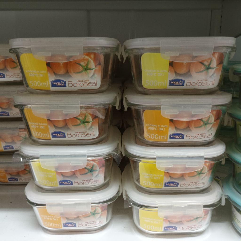 Locknlock​ กล่อง​แก้ว​สี่เหลี่ยม​ ใส่​อาหาร​ 500ml.