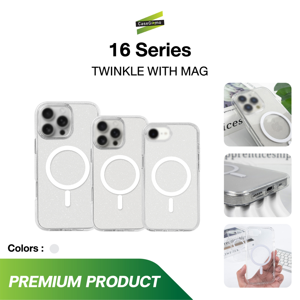 Gizmo รุ่น 16 P / 16 PM / 16e เคสใส เคสกลิตเตอร์ เคสชาร์จได้ เคสกากเพชร Defense Twinkle Mag Case