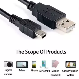 สาย USB2.0 TO mini usb 5Pin สายหนาทนทาน สีดำ ยาว3M
