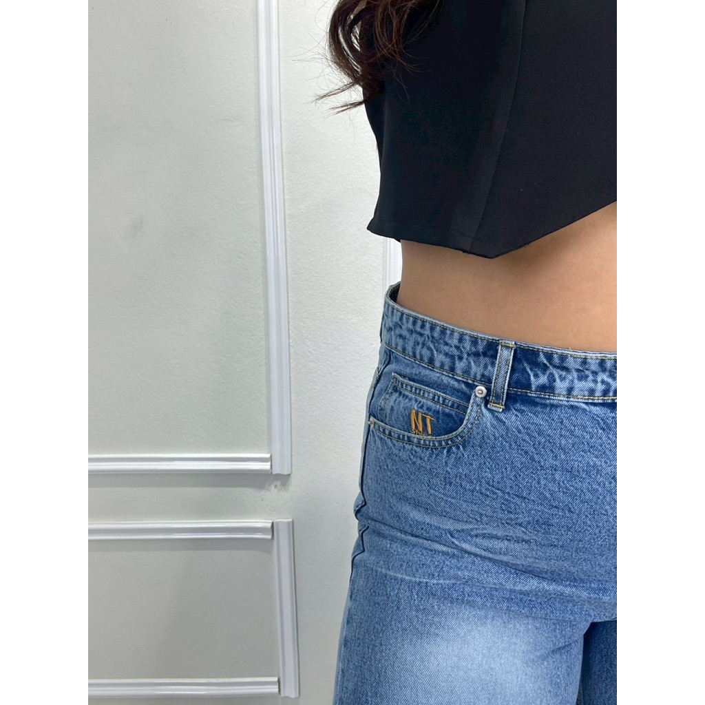 กางเกงยีนส์ทรงกระบอกกลางสาวอวบ Unisex ใส่ได้ทั้งหญิงและชาย(เอว34-46นิ้ว) - รูปที่ 3