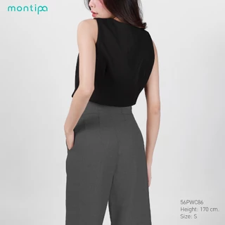 Montipa กางเกงทรงกระบอกใหญ่ ซิปตะขอหน้า แต่งจีบหน้า ผ้า Comfort 56PWC86