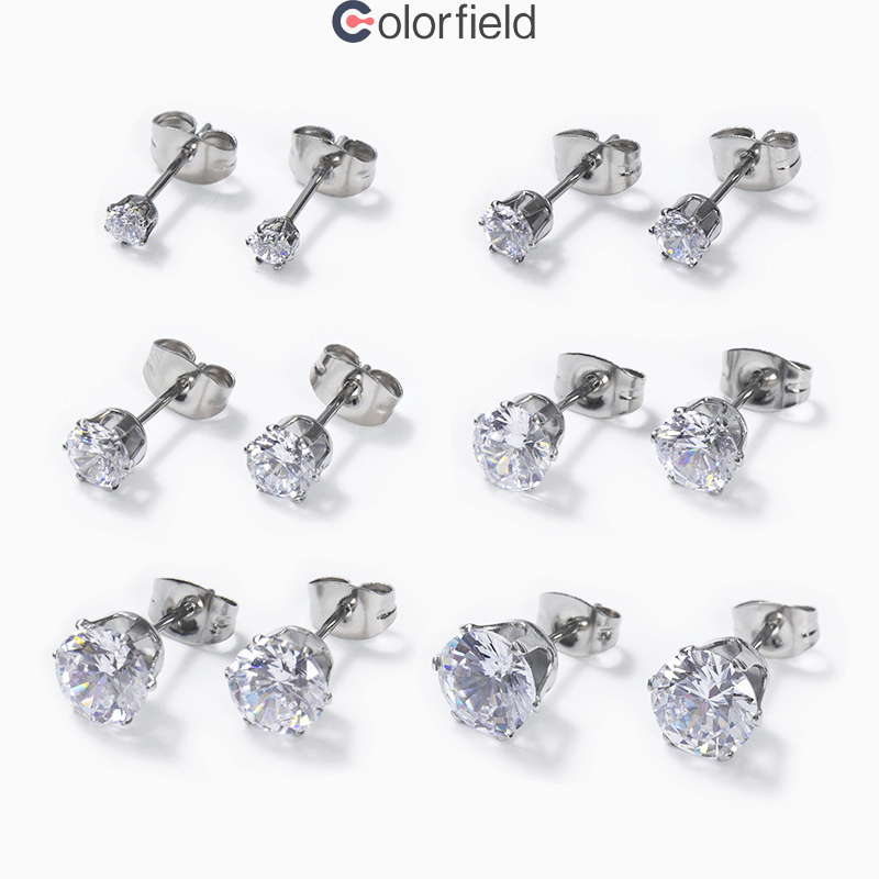 Colorfield ต่างหู เพทาย เกาหลี ขนาดเล็กละเอียดอ่อน ไม่ทําให้แพ้ง่าย เข้ากับทุกการแต่งกาย ผู้หญิง แฟชั่น เครื่องประดับ