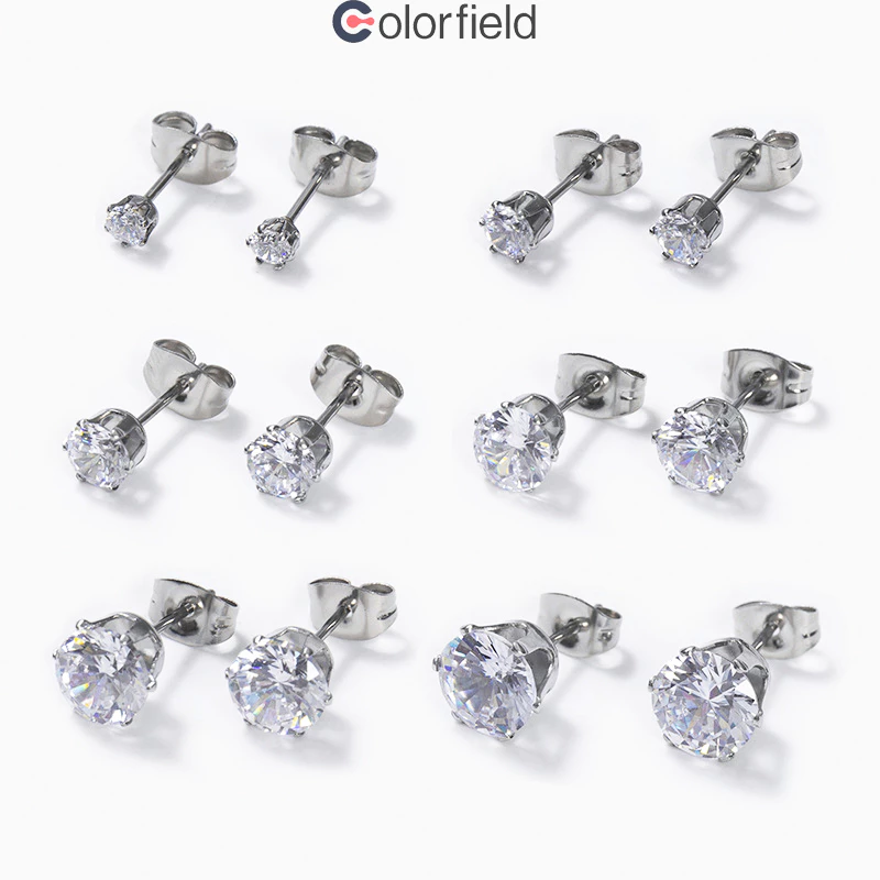 Colorfield ต่างหูเพทาย สไตล์เกาหลี เล็กละเอียด ไม่แพ้ง่าย