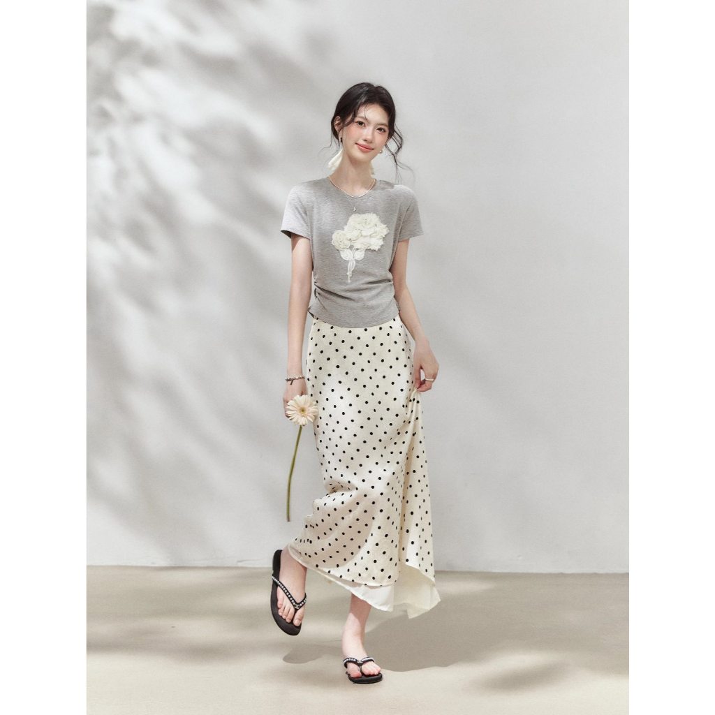 Mogwany พรี  Mali Dot Set (เสื้อ+กระโปรง) ทรงสวย ผ้าใส่สบาย ใส่เที่ยว ใส่ออกงาน น่ารักมาก