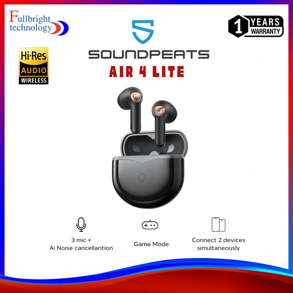 Soundpeats Air4 Lite หูฟังไร้สาย หูฟังบลูทูธ Bluetooth 5.3 Hi-Res LDAC [ประกันศูนย์ไทย]