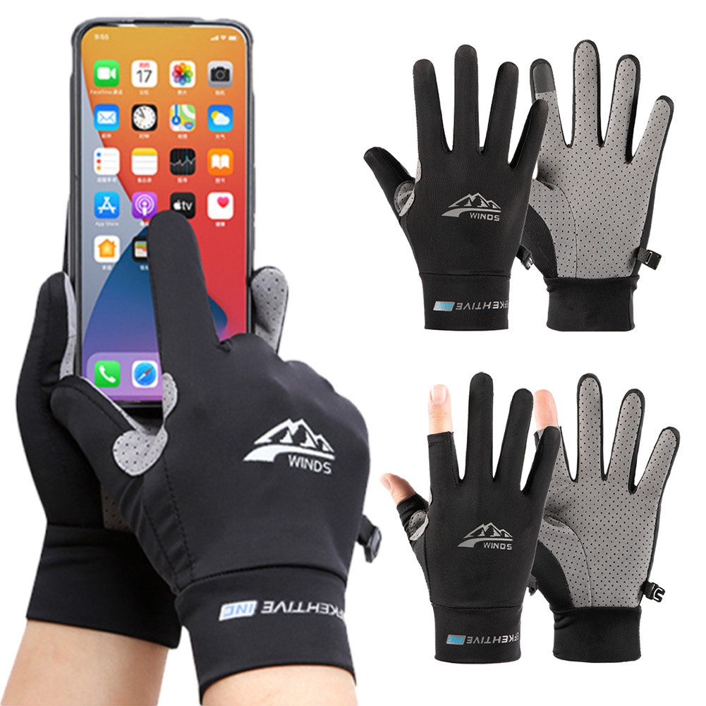 ถุงมือกลางแจ้งรถมอเตอร์ไซค์ขี่ถุงมือปรับกระเป๋าและผู้หญิงถุงมือ ถุงมือเดินป่า ถุงมือตกปลา ยืดหยุ่นได้เยอะผ้าเย็นลื่น