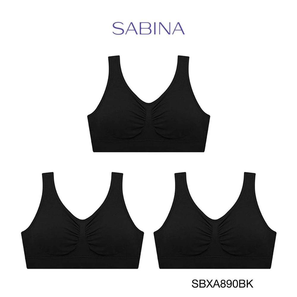 [Online Exclusive] Sabina (Set 3 ชิ้น) เสื้อชั้นใน ไม่มีโครง รุ่น Habpy Lady รหัส SBXA890BK สีดำ