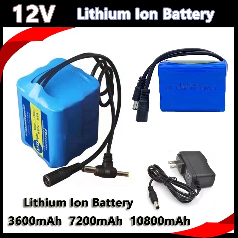 【สินค้าใหม่】แบตเตอรี่ลิเธียม 12v 3600mAh-10800mAh แบตเตอรี่แบบชาร์จไฟได้พร้อมแผ่นป้องกัน BMS