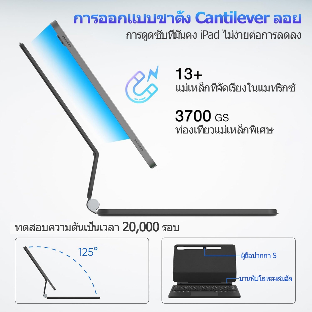 คีย์บอร์ดบลูทูธ Pad Air/Pro พร้อมแป้นพิมพ์มายากลไร้สายบลูทูธคีย์บอร์ด Pro12.9 Air 4 5 10.9 Air6 11″ 10th 13″ Pad 10th ราคา ถูกที่สุด ดีลบีเคเค แกลเลอรีภาพที่ 7