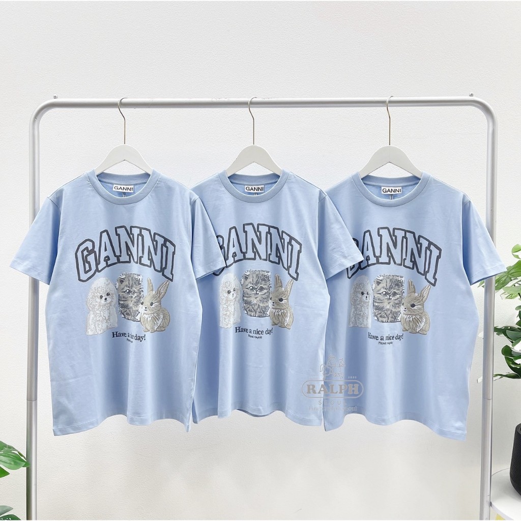 Ganni Animal Print T-Shirt (ฺฺBlue)