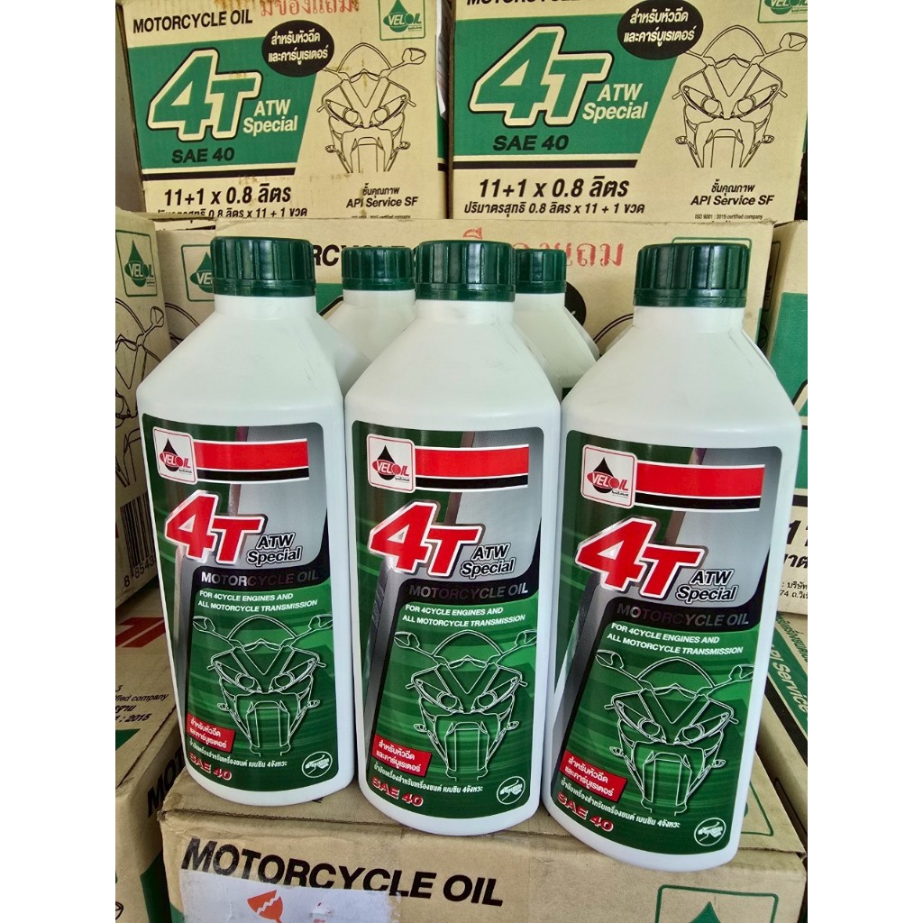 น้ำมันเครื่อง Veloil 4T 0.8L (ฝาเขียว) ATW Special SAE40 ยกลัง