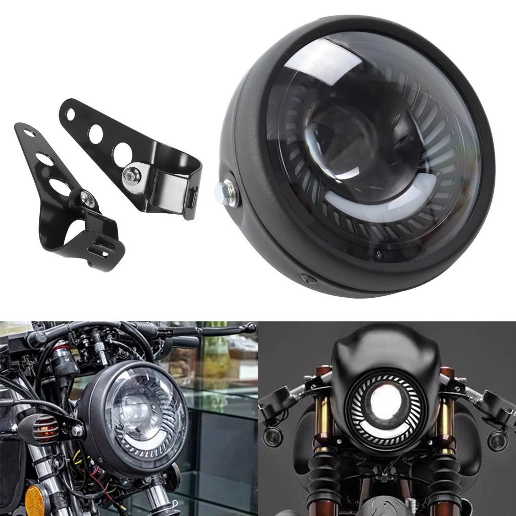 ไฟหน้ามอเตอร์ไซค์คลาสสิค ไฟหน้ากลม ไฟหน้า มอเตอร์ไซค์ กันน้ำ LED วินเทจ 6.5 นิ้วสําหรับ ไฟหน้ารถจักรยานยนต์