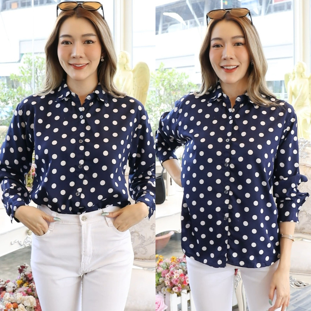 เสื้อเชิ้ตผลิตจากผ้าไมอิตาลี เนื้อผ้านุ่ม ใส่สบาย ระบายอากาศได้ดี หน้าผ้า44  อก36-40 //งานมีตำหนิ