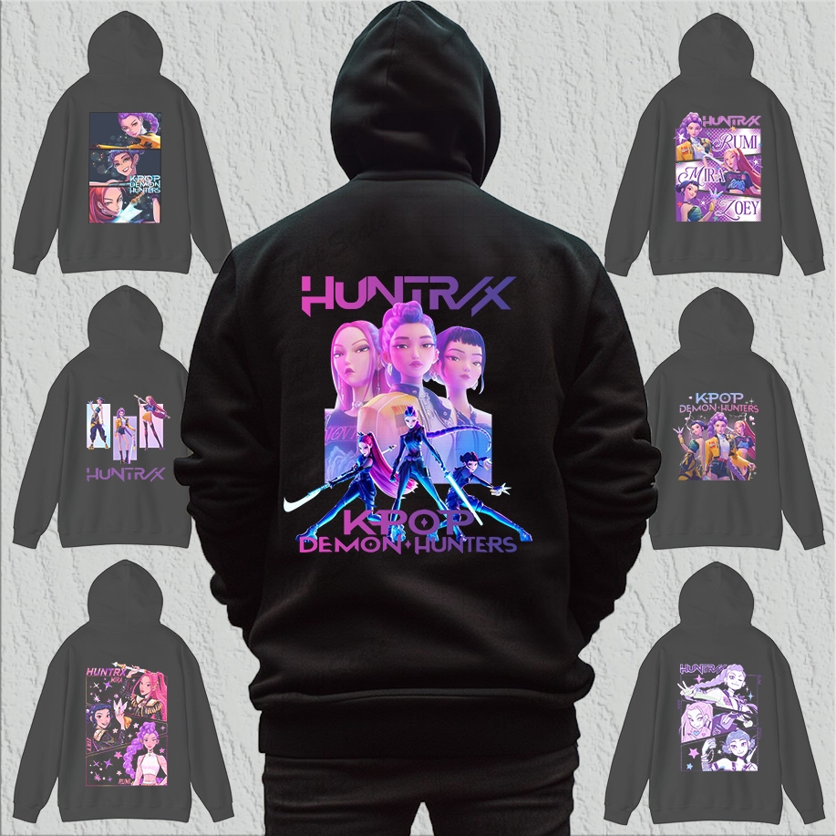 FUZZY & Kpop Demon Hunter ผู้ใหญ่ Hoodie Mira, Rumi, Zoey Shirt,Demon Hunter Merch Baju ระบายอากาศได้ hoodie