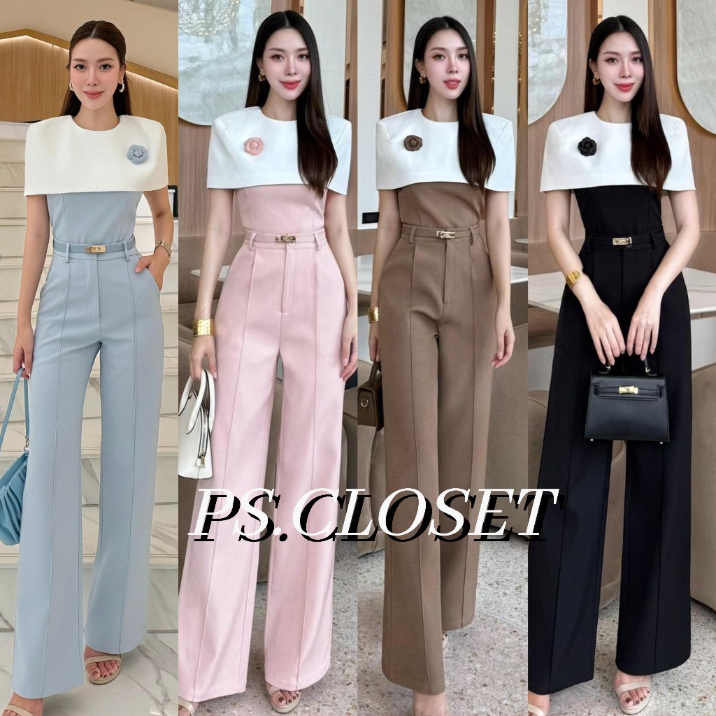 ❣️พร้อมส่ง📌 LA LA BELLE เสื้อคลุมแขน+กางเกง+เข็มขัด+เข็ดกลัด เรียบหรู ใส่ออกงาน งานแต่ง PS.CLOSET