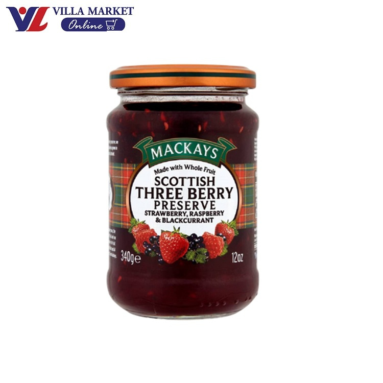 Mackay Three Berry Preserve 340g สตรอว์เบอร์รี ราสป์เบอร์รี แบล็คเคอร์แรนท์