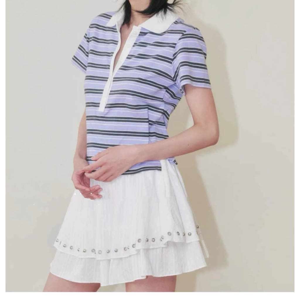 Minga gen z polo shirt 🥏 เสื้อโปโล แขนสั้น ลายทาง คอปก ผ้านิ่ม สไตล์ เจน z 🎾 สินค้าพร้อมส่ง10293