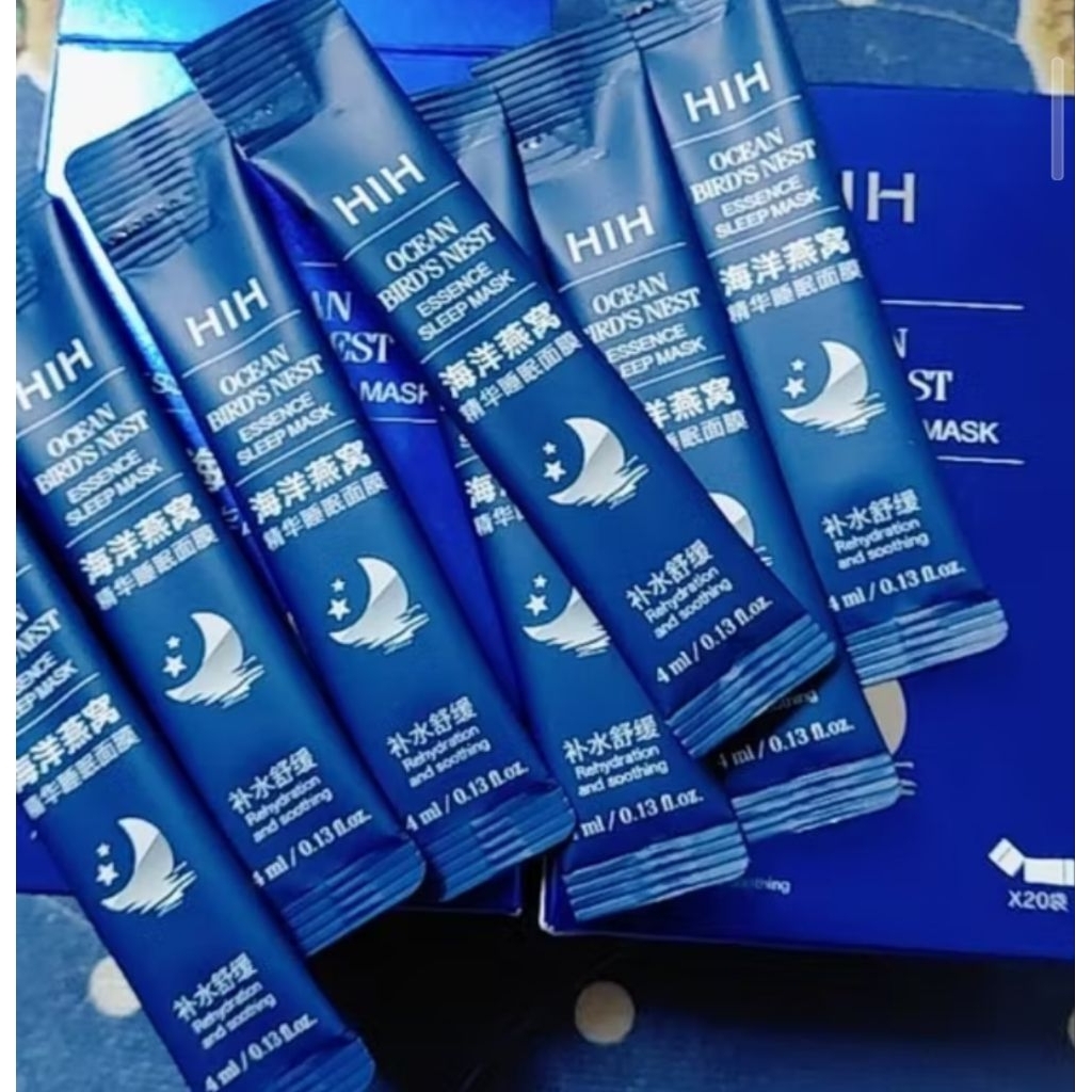 Sleeping mask birds nest 1 box(20 pcs) มาร์คหน้าก่อนนอน สูตรคอลลาเจน