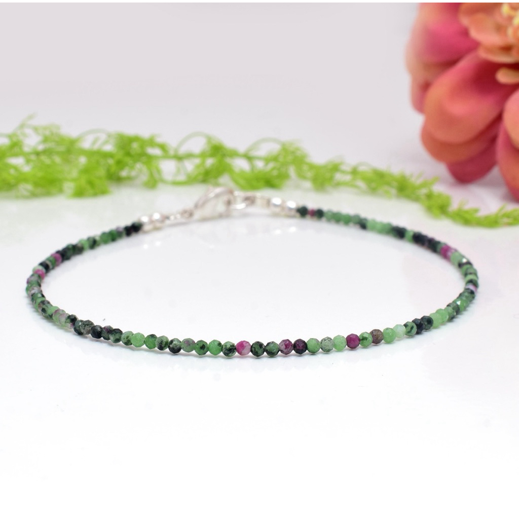 beautiful natural 2 mm Ruby zoisite unique design bracelet 💚