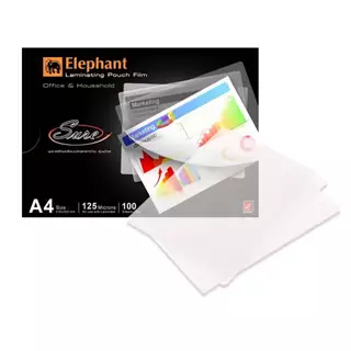 พลาสติกเคลือบบัตร แผ่นเคลือบบัตร “Elephant” รุ่น Sure (125 ไมครอน)(A4)(กล่อง/100 แผ่น)