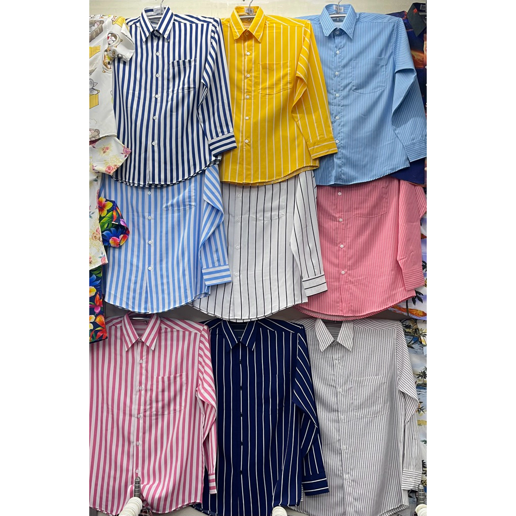 115฿ ราคาส่ง ถูกสุด ๆ เสื้อเชิ้ต แขนยาว ลายทาง S-XL