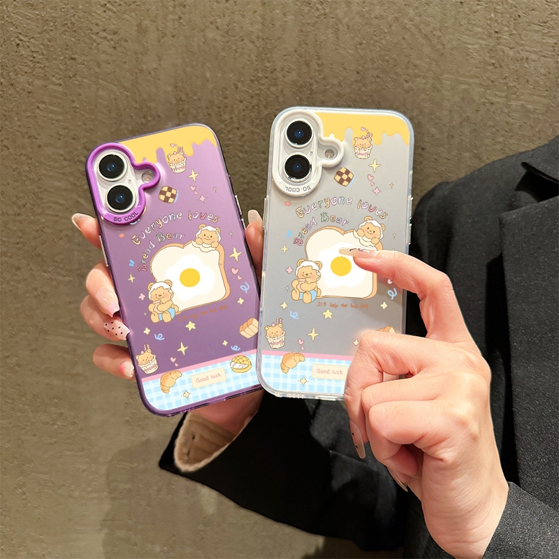 น่ารักจัง ไข่หมี การ์ตูนดูเดิล เคสไอโฟน iPhone 12 13 15 11 14 Pro Max 8 14 7 15 Plus X - รูปที่ 3