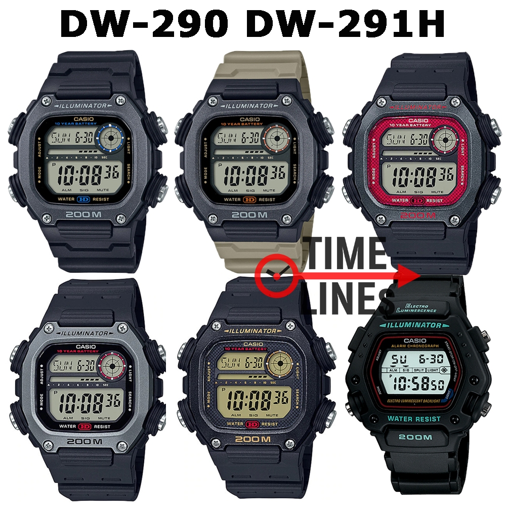 !!ประกันพร้อมกล่อง CMG!! Casio DW-291HX ดิจิตอลชาย สปอร์ต กันน้ำ 200 เมตร DW-291 DW291