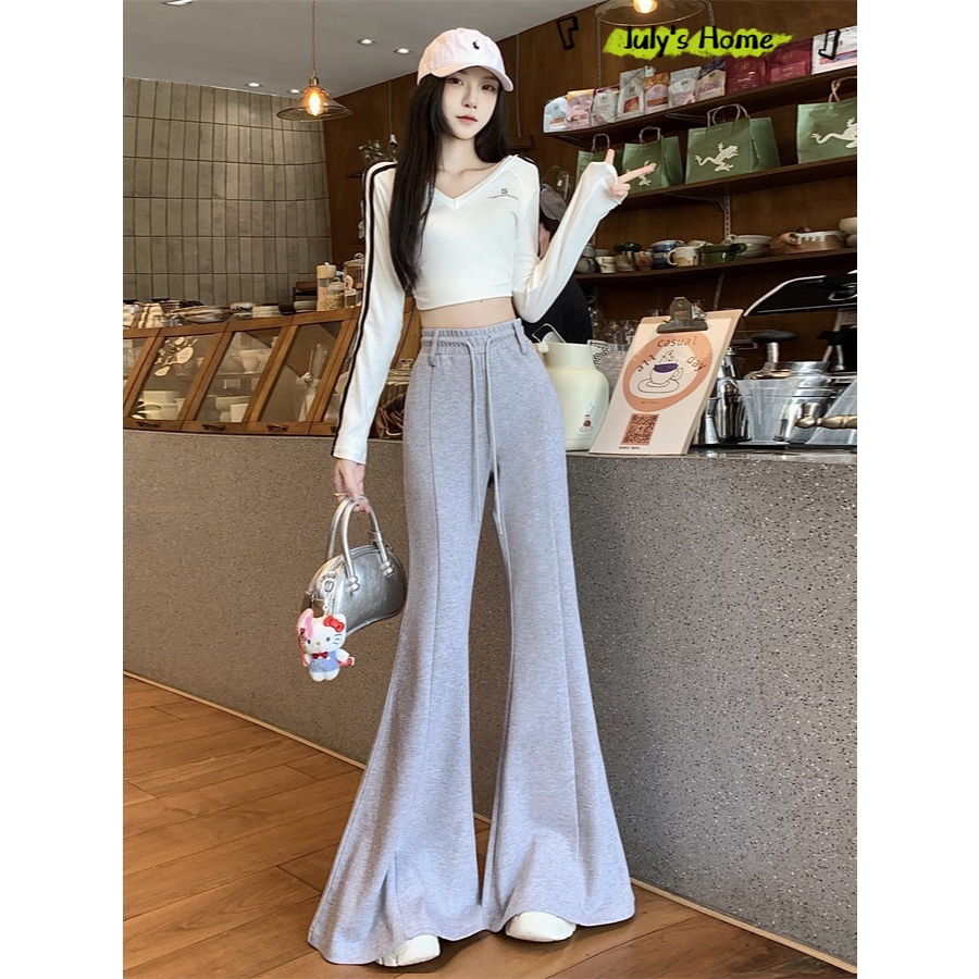 3สี กางเกงขายาว กางเกวผู้หญิง มีเชือกที่เอว ขาม้า มีเชือกที่เอว#J1243