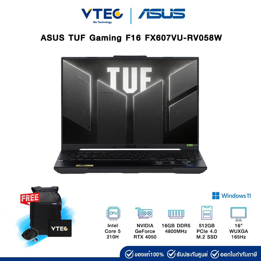 ASUS TUF Gaming F16 FX607VU-RV058W | Core 5 210H | RTX4050  | 16GB DDR5 | 512GB M.2 | 16" 165Hz | Wi