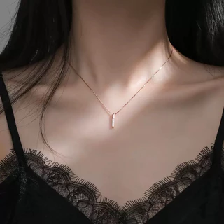(ส่งด่วน1วันถึง :👀) สร้อยคอเงิน Line swiss รุ่นขายดี ฝังเพชรสวิส เงินแท้ สวยอมตะ มินิมอล มีให้เลือก 2 สี♡ - Burwoodstore