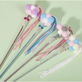 PP-120 ของเล่นไม้ล่อแมว พร้อมปอมปอมและกระดิ่ง สำหรับแมว สุนัข หมา แท่งไม้กระดิ่งสุดสนุก ⭐️พร้อมส่ง⭐️
