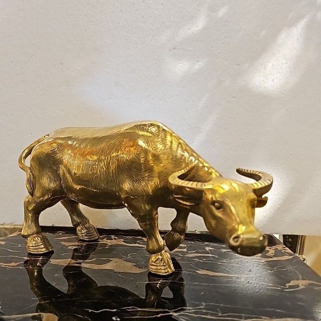 (มาใหม่)ควาย รูปปั้นควายทองเหลือง ขนาดยาว32 หนา11 สูง14cm