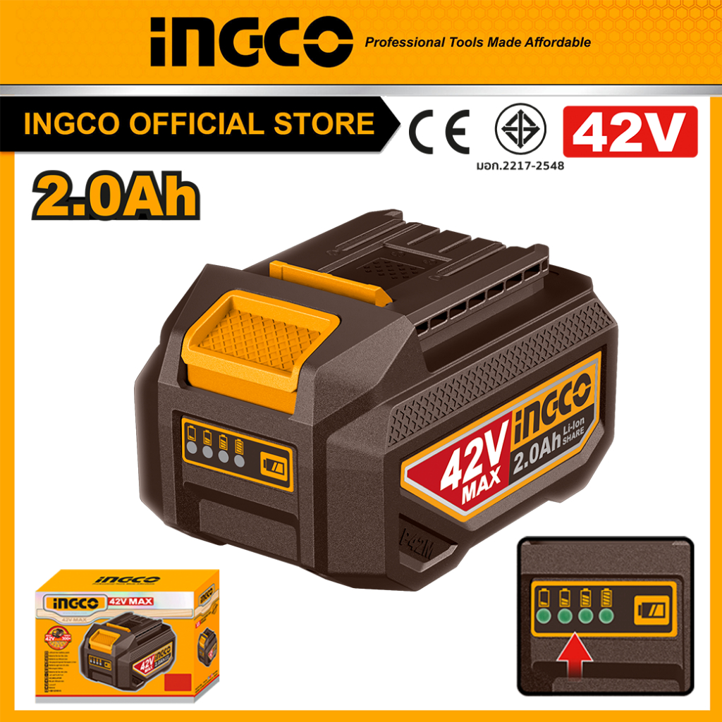INGCO แบตเตอรี่ลิเธียมไอออน 42V 2.0Ah - FBLI42201