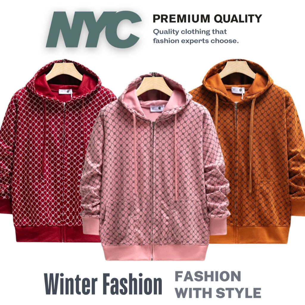 (7สี พร้อมส่ง)🌻(NYC Limited รุ่นพิมพ์ลาย พรีเมี่ยม)🪴เสื้อคลุมแขนยาว เสื้อกันหนาว มีฮู้ด ใส่ได้ชาย/หญิง มีเก็บเงินปลายทาง