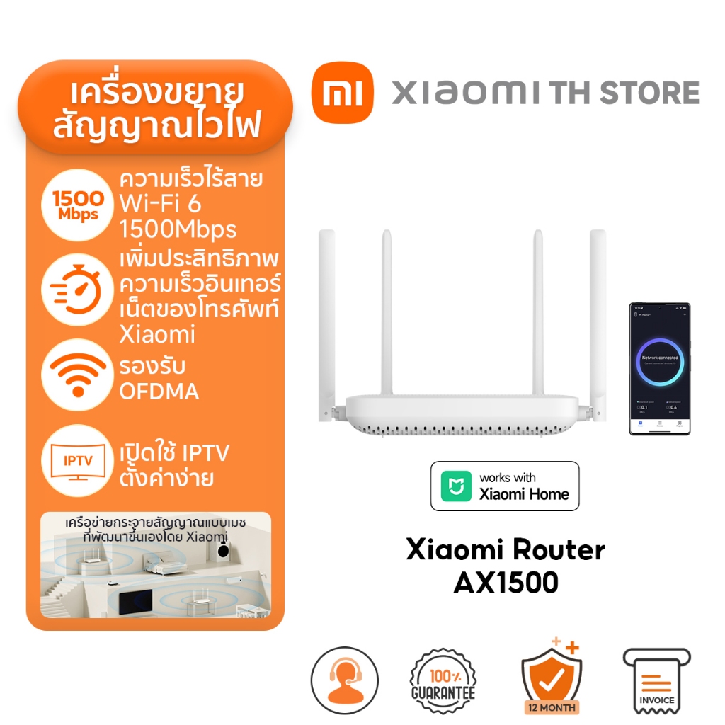 Xiaomi Router AX1500 เราเตอร์ I WiFi 6 Router WiFi I 1500Mbps ความเร็วไร้สาย I การเร่งความเร็วเฉพาะส