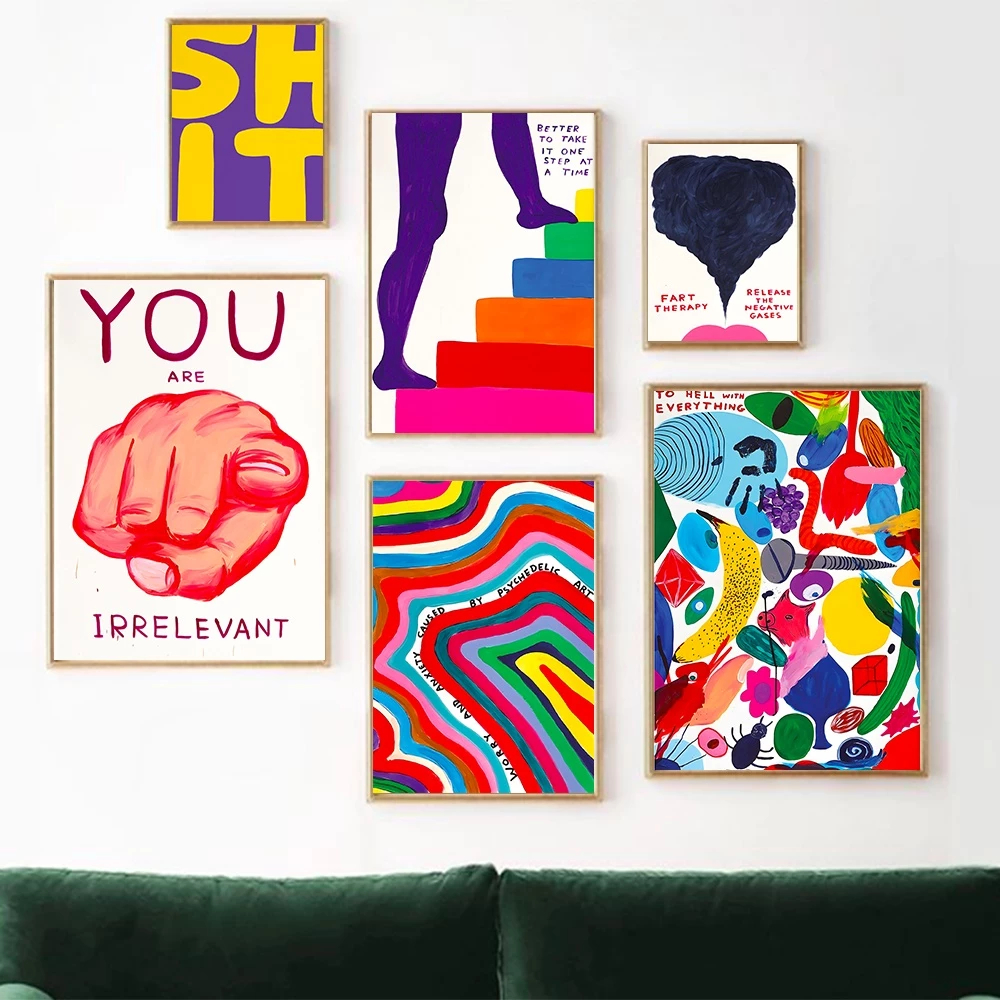 (พร้อมส่งจากไทย ภาพรวมกรอบ)รูปคําคม David Shrigley You Are Irrelevant สไตล์นอร์ดิก สําหรับตกแต่งผนัง ห้องนั่งเล่น