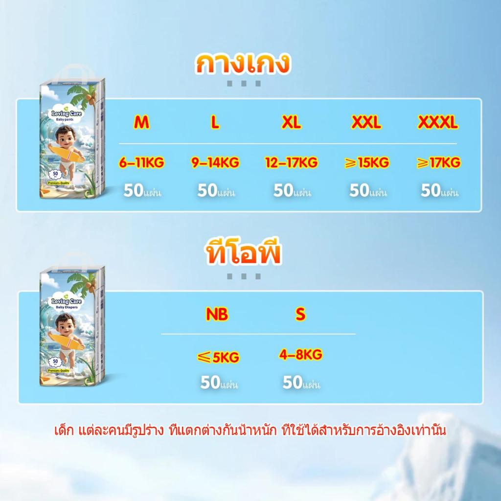 ซื้อ 1 เทค 1 Loving Care แพมเพิส ผ้าอ้อม NB-S-M-L-XL-XXL-XXXL 50ชิ้น+ฟรี50ชิ้น Baby Diaper Pants/Diaper Tape - รูปที่ 2