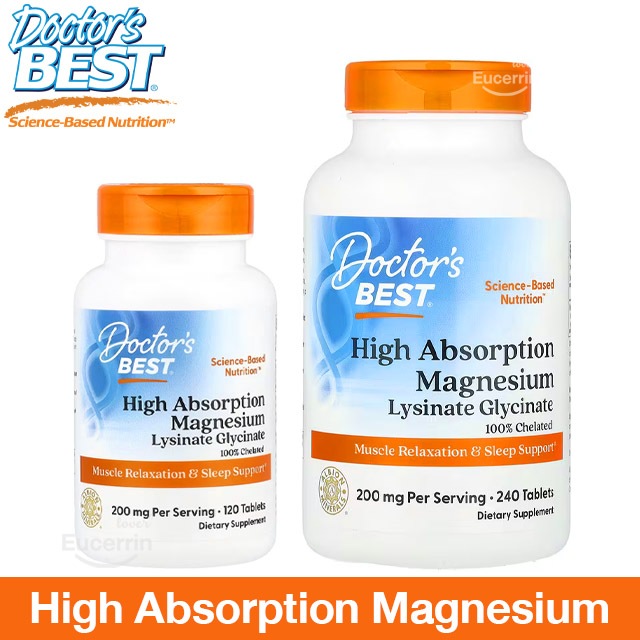 Doctor's Best, High Absorption Magnesium, 100 mg, 240 Tablets แมกนีเซียมดูดซึมสูง บำรุงการทำงานของกล้ามเนื้อ ระบบประสาท