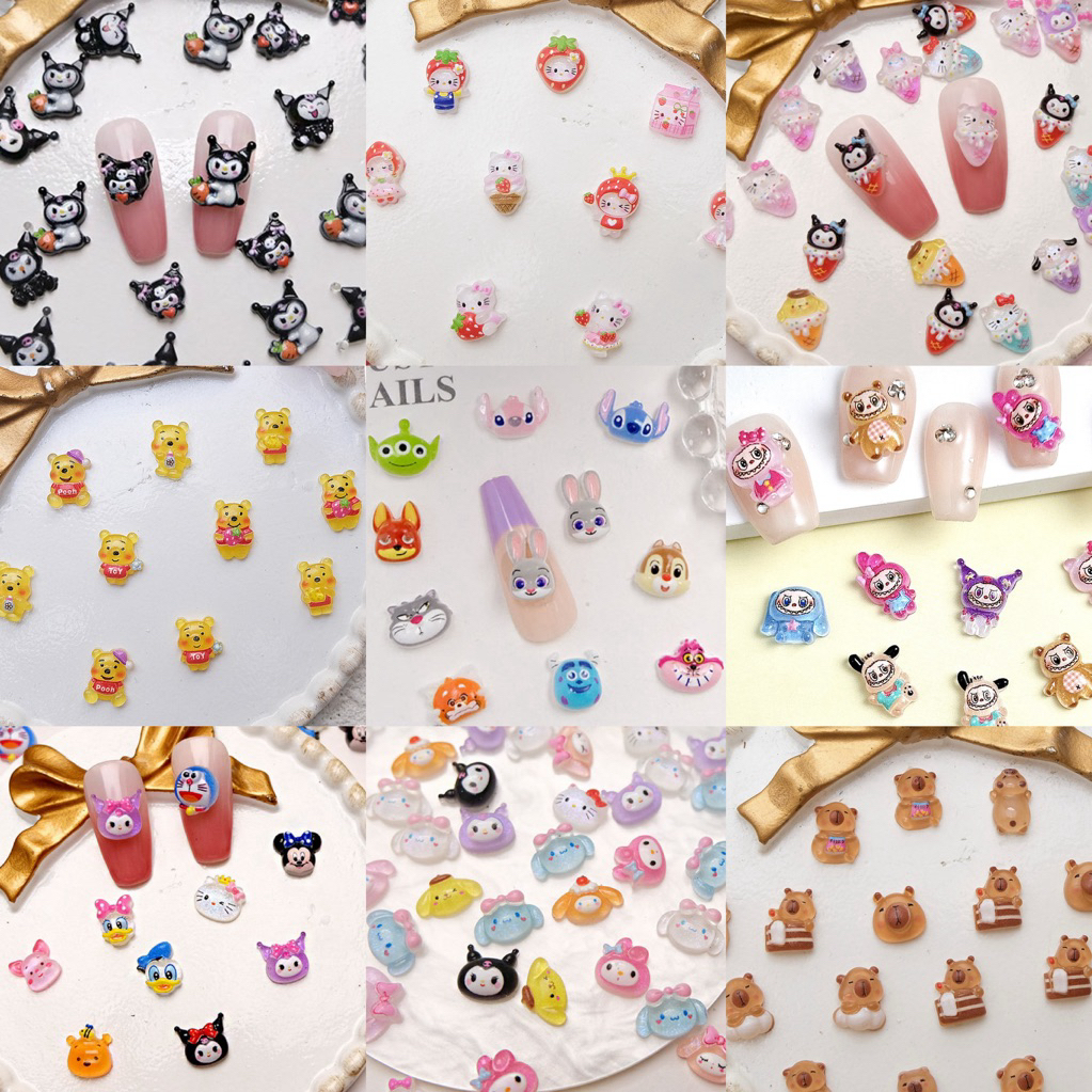 จำนวน(100ชิ้น) เรซิ่นการ์ตูน จิ๋ว ติดเล็บ อุปกรณ์ตกแต่งเล็บ  ตกแต่งDIY